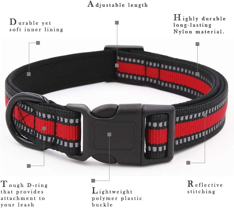 קולר לכלב — BluePaw-2 Colours Premium Nylon Soft &amp; Safe 3M Reflective Pastel Neoprene Pa