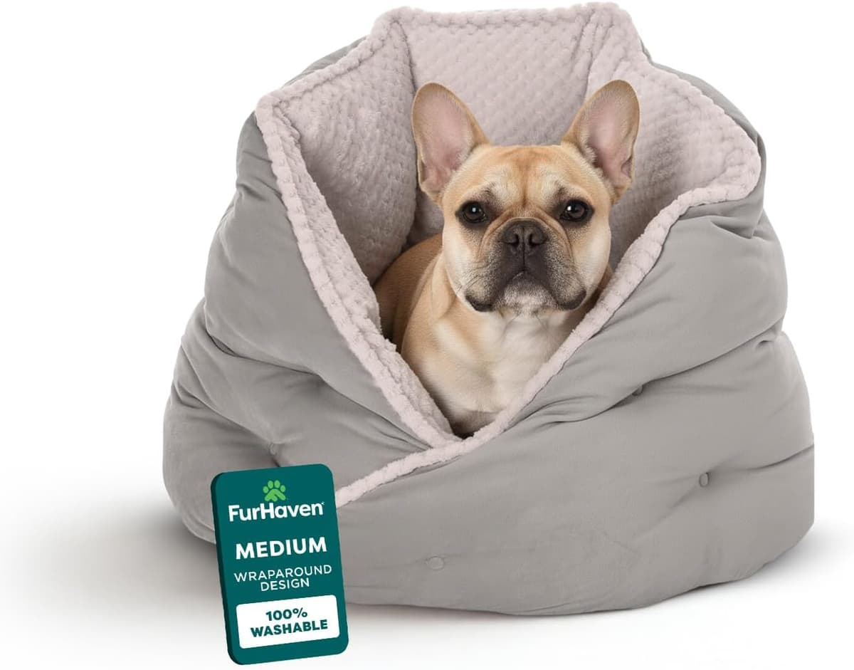 מיטה לכלב קטן — Furhaven 24" Round Pet Bed for Indoor Cats &amp; Medium/