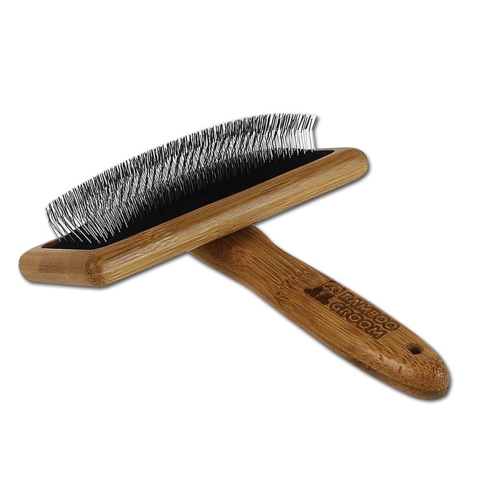 מברשת טיפוח לכלב — Alcott Bamboo Groom Slicker Brush with Stainless Steel Pins for Pets, Large, Bro