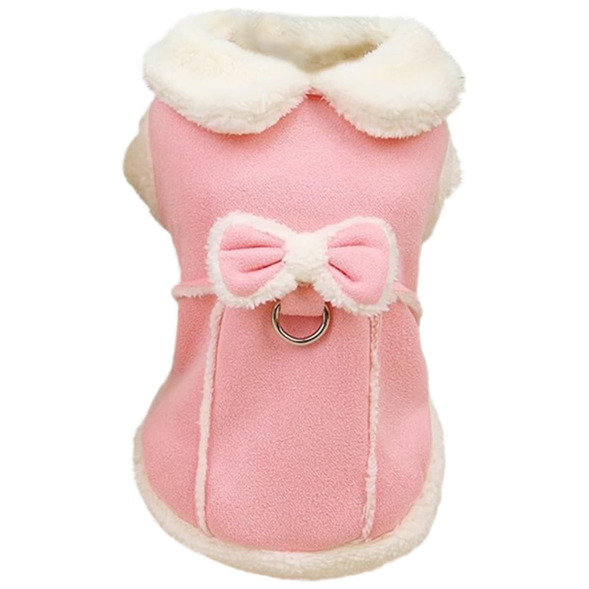 מעיל לכלב — Dog Winter Coat Jacket Fleece Vest With Bow and D-Ring - Cute Clothes With Fuzzy