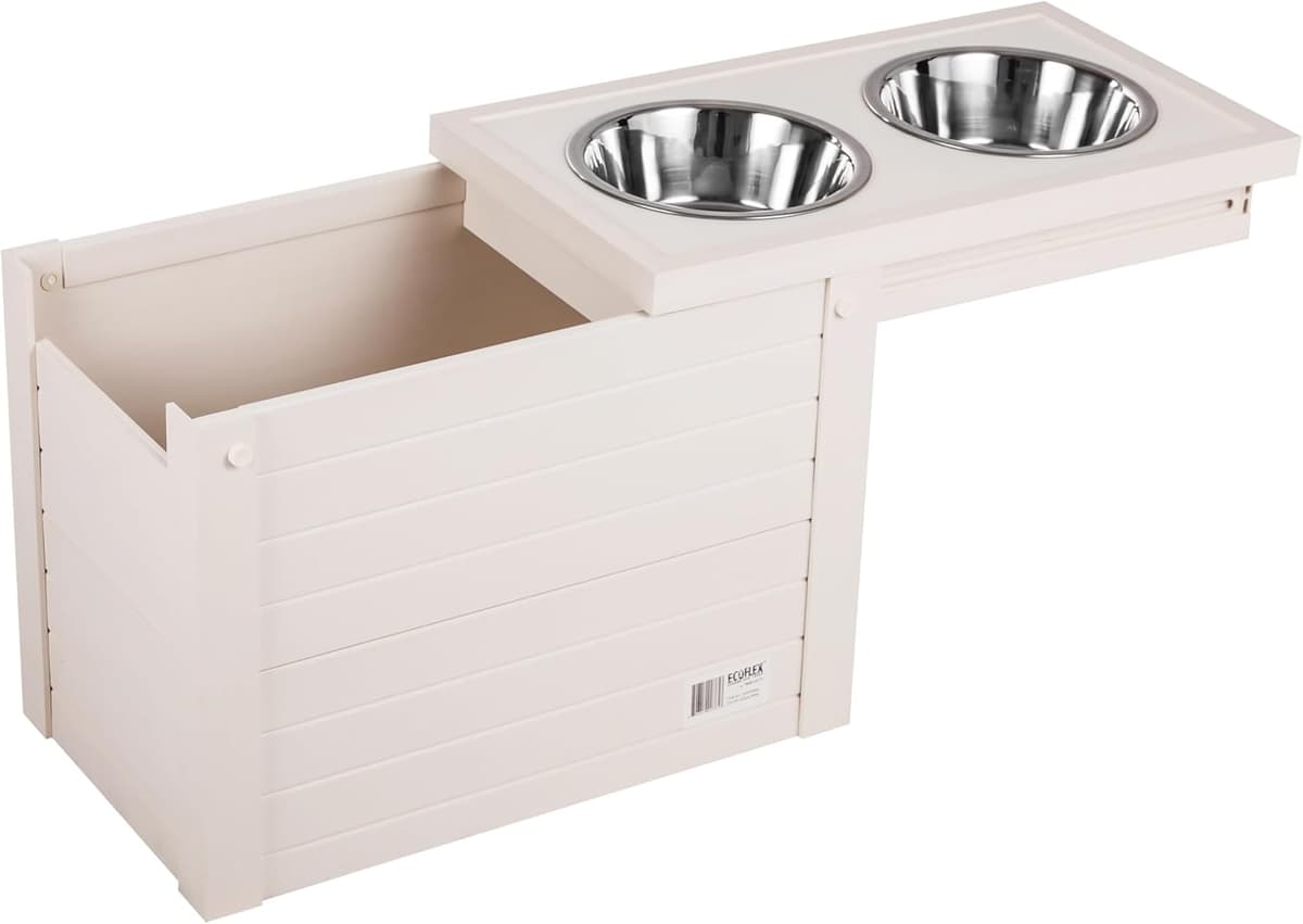 קערת האכלה לכלב — New Age Pet® ECOFLEX® Elevated Dog Feeder with 2 Stainless Steel Bowls and Slidi