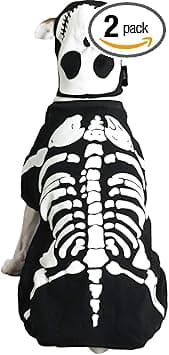 תחפושת לכלב — Casual Canine Cotton Glow Bones Dog Costume, X-Small, 8-Inch (Pack of 2)