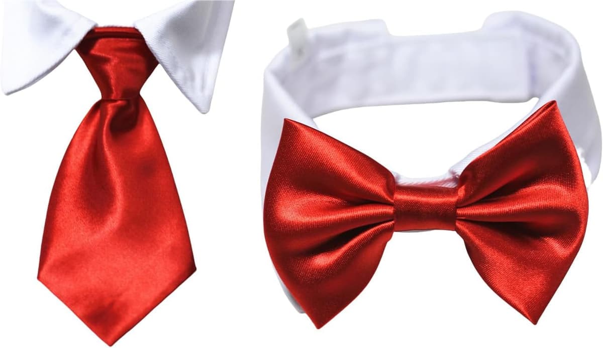 תחפושת לכלב — Dog Necktie &amp; Bow Tie with Tuxedo Cotton Collar for Smal