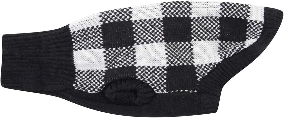 ביגוד לכלב — White Black Plaid Christmas Dog Sweater, Holiday Turtleneck 