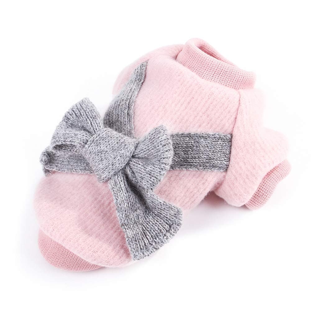 מעיל לכלב — Cute Pet Puppy Cat Warm Jumper Sweater Bow Knitwear Coat Apparel Clothes Sweater