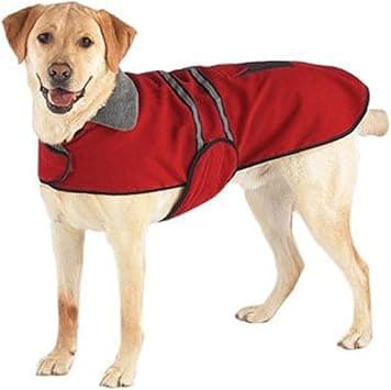 מעיל לכלב — Casual Canine Fleece-Lined Reflective Dog Jacket for Safety, Red, Medium
