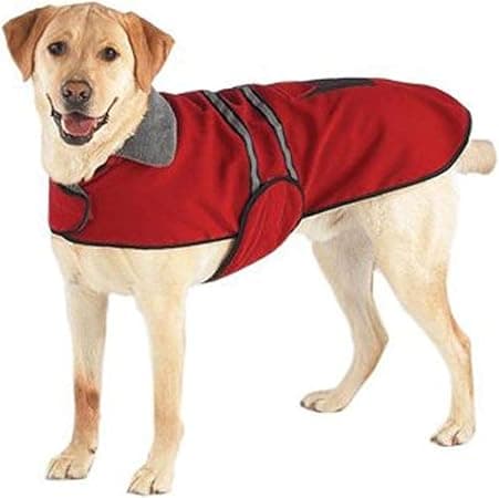 מעיל לכלב — Casual Canine Fleece-Lined Reflective Dog Jacket for Safety, Red, Medium