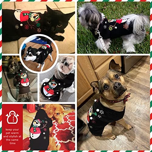 בגדים לכלב — PETCARE Christmas Dog Sweaters Black Snowman Ugly Snow Xmas Puppy Costume Pet Ho