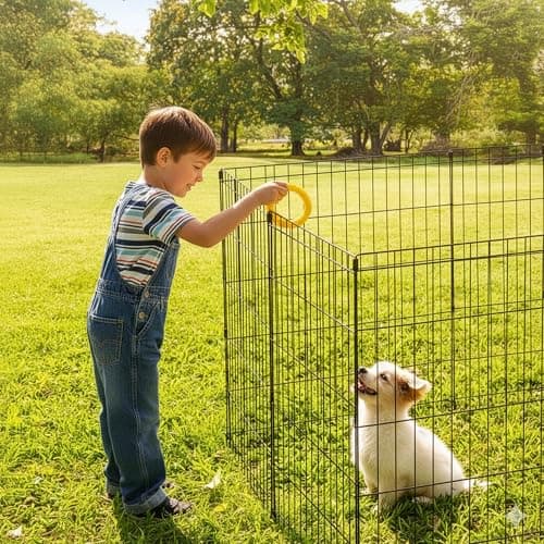 מלונה לכלב — Dog Playpen - Foldable Metal Exercise Puppy Play Pen with 8 24x30in Panels - Ind