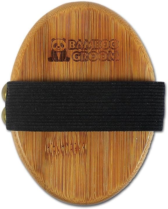 מברשת טיפוח לכלב — Bamboo Groom Curry Brush with Rubber Bristles for Pets