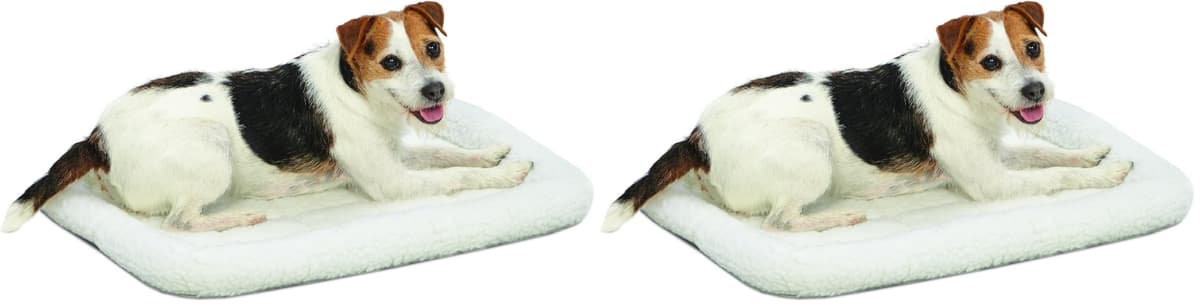 מיטה לכלב קטן — MidWest Homes for Pets QuietTime Dog Bed – White Fleece Bolster, Ultra-Soft and 