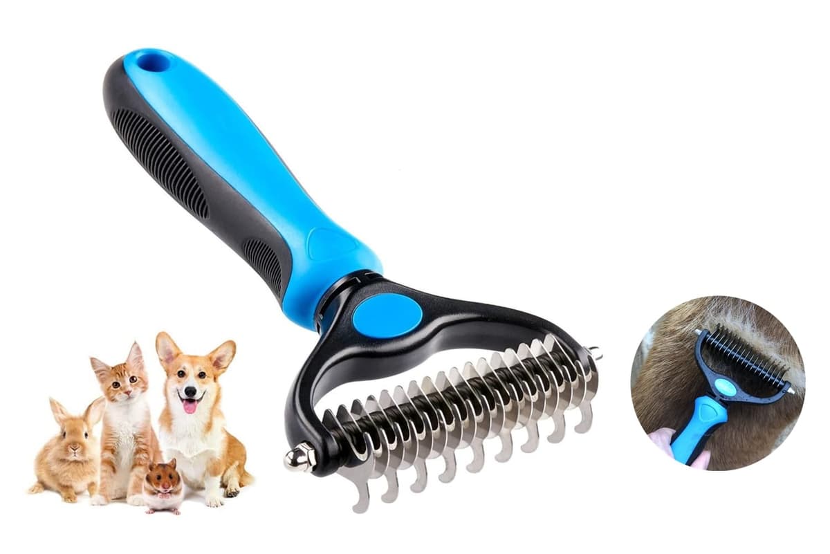 מברשת טיפוח לכלב — Pet Grooming Brush &amp; Nail Clippers Trimmers - Double Sided Shedding and Dema