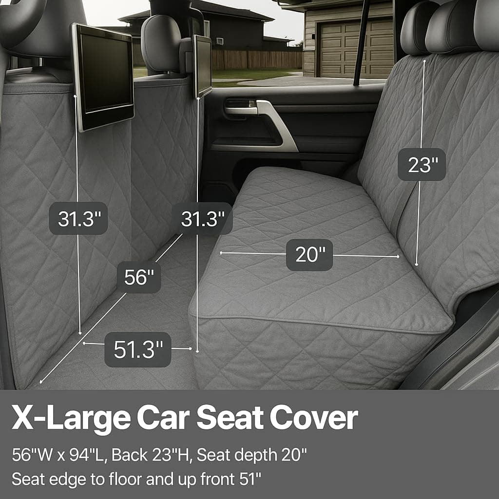 כיסוי רכב לכלב — Formosa Covers Dog Car Seat Cover for Back Seat - Car Floor Cover for Dogs - Non