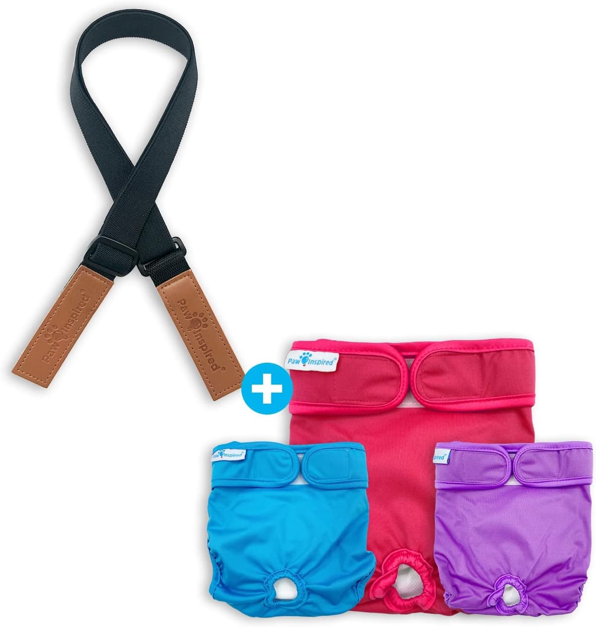 פדים/חיתולים לכלב — Paw Inspired Reusable, Washable Female Dog Diapers (X-Small, 3 Count in Assorted