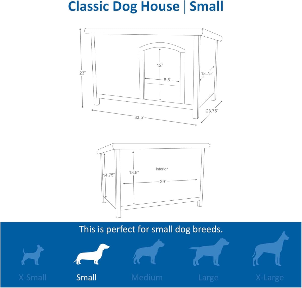 מלונה לכלב — TRIXIE natura Classic Dog House - Wooden Outdoor Shelter wit