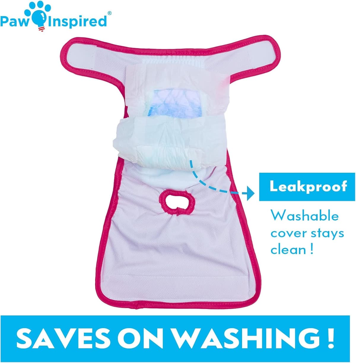פדים/חיתולים לכלב — Paw Inspired Reusable, Washable Female Dog Diapers (Small, 3 Count) with Disposa