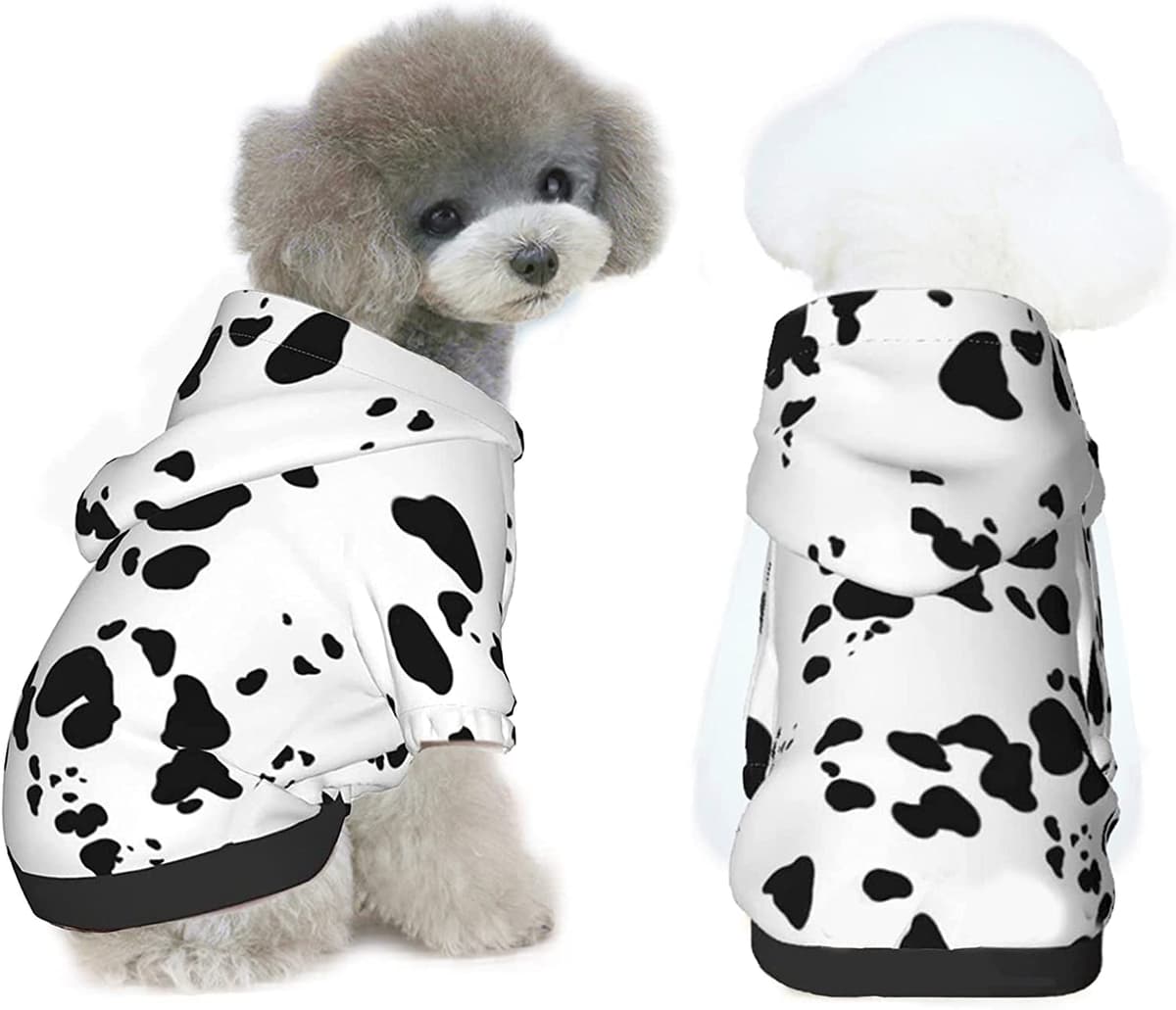 בגדים לכלב — Dog Dalmatian Costume Dalmatian Print Hoodie Pet Clothes Sweaters, Dog Sweater H