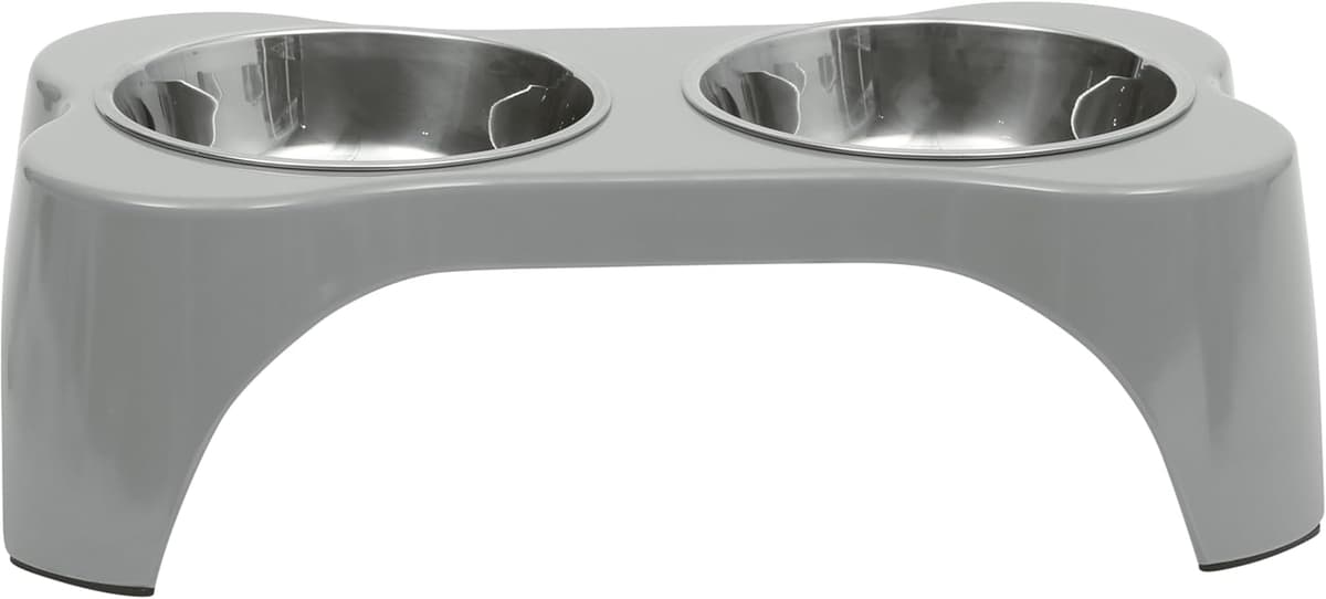 קערת האכלה לכלב — Gibson Home Bow Wow Meow 3-Piece Elevated Dog Bowl Set – Bone-Shaped Raised Feed