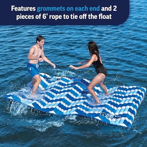 בריכה לכלב — WOW Sports Inflatable Water Walkway Mat - Blue Chevron - 10 x 6 ft - Connects to