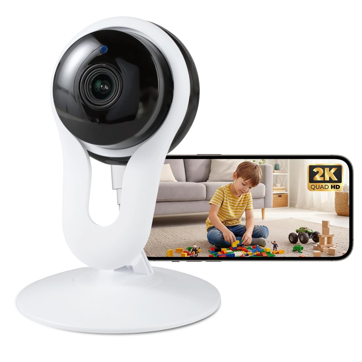 מצלמת מעקב לכלב — Indoor Camera for Pet & Baby Monitoring, 2K Clear View, Motion Alerts & Night Vi