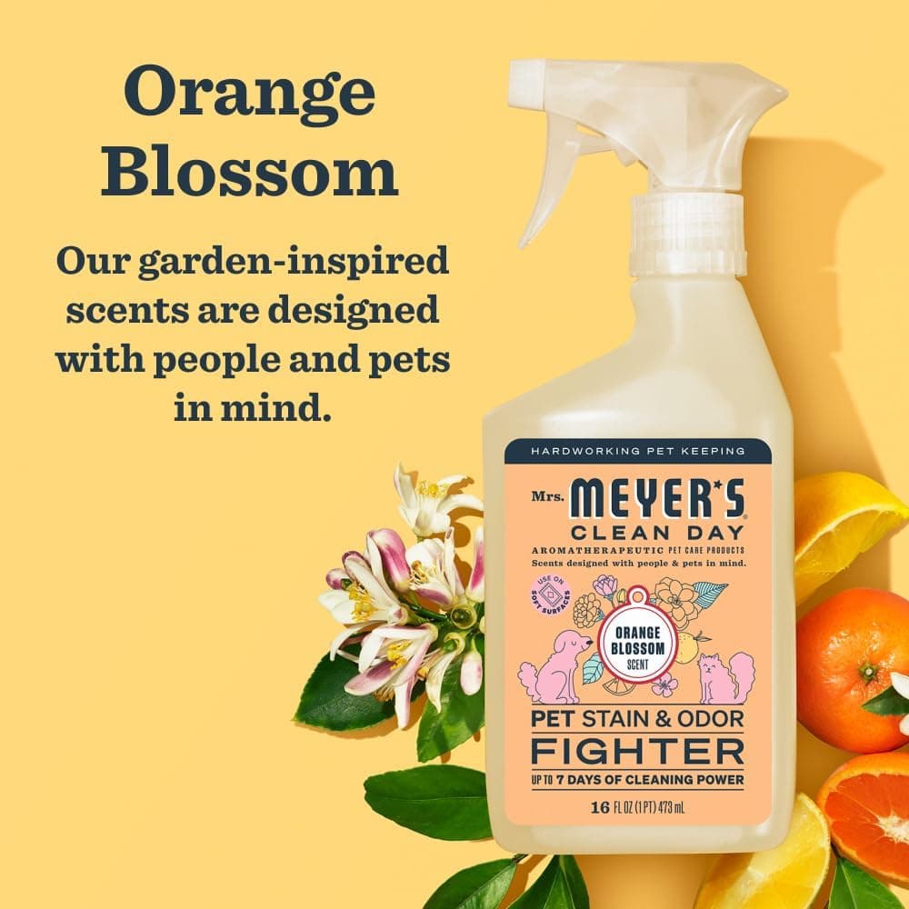 ניקיון לבית עם כלב — Mrs. MEYER'S CLEAN DAY Pet Stain &amp; Odor Fighter,Orange Blossom Scent,16o