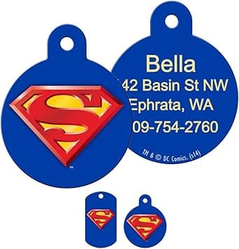 תג שם לכלב — GoTags Personalized Superman Pet ID Tags, Custom Engraved Dog Tags and Cat Tags 