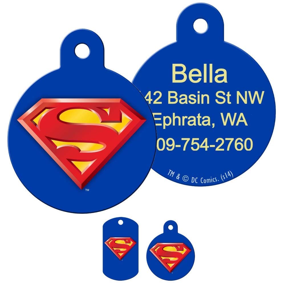 תג שם לכלב — GoTags Personalized Superman Pet ID Tags, Custom Engraved Dog Tags and Cat Tags 