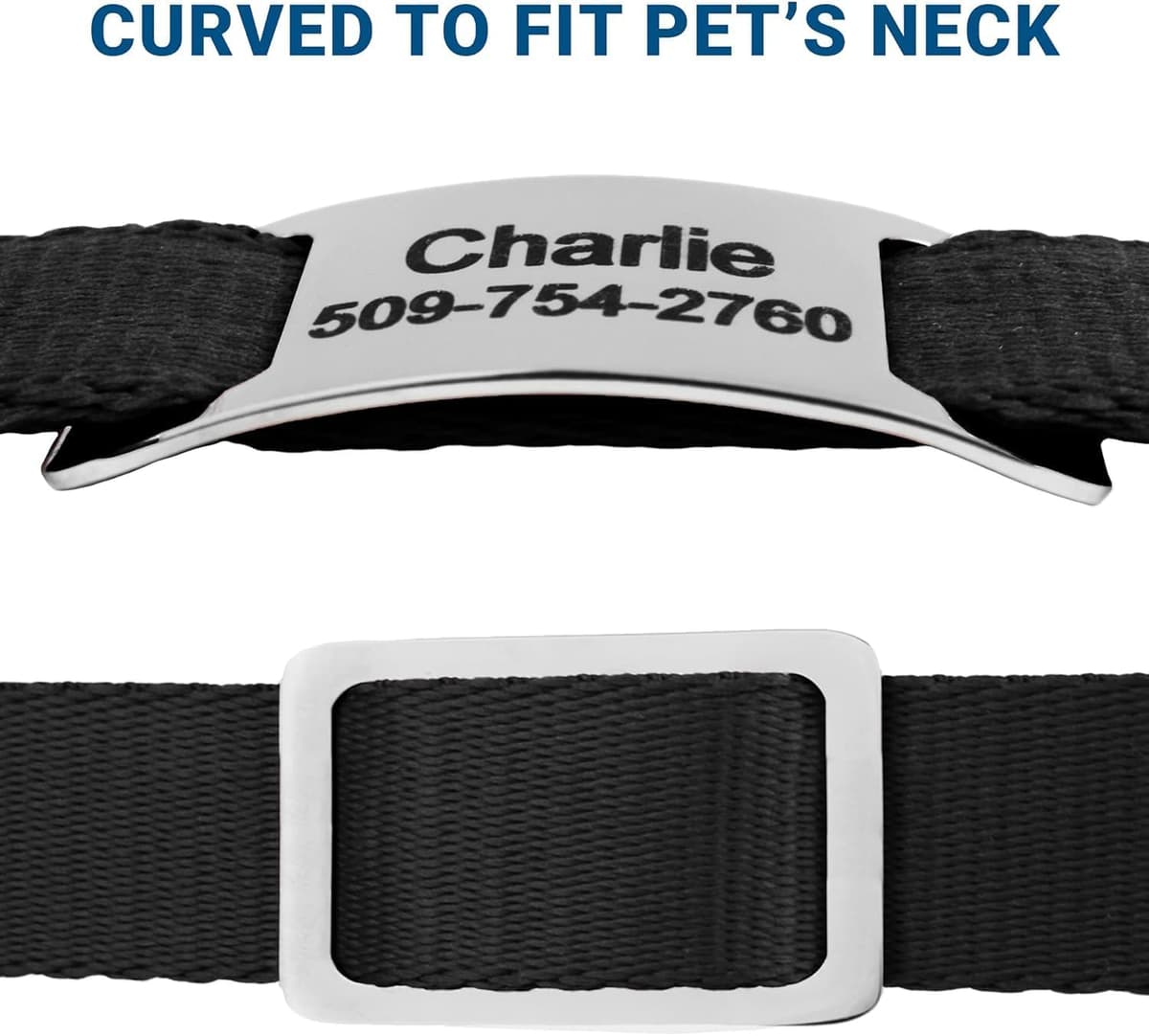 תג שם/זיהוי לכלב — GoTags Slide-On Pet ID Tag, Curved Personalized Dog and Cat,