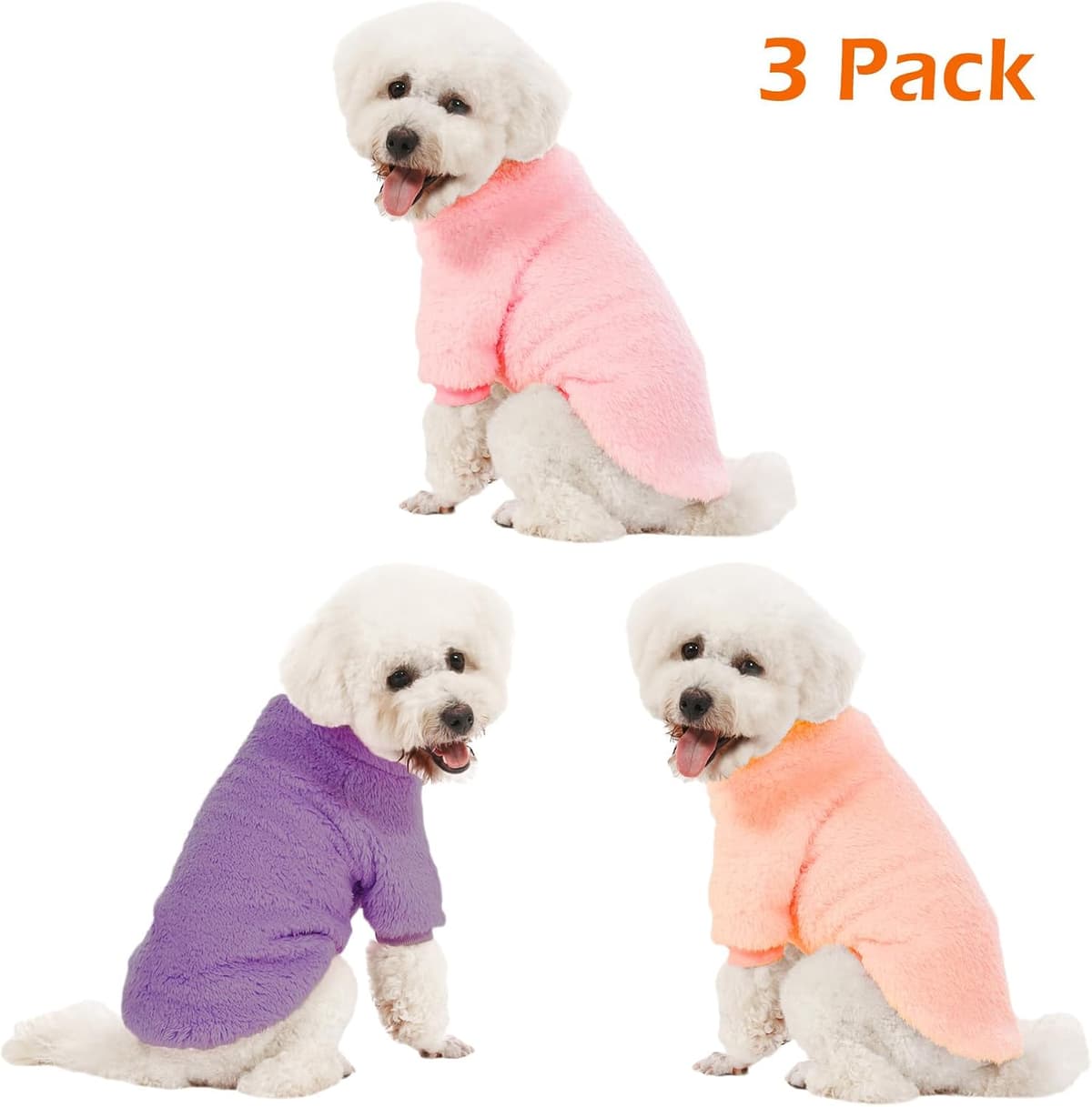 ביגוד לכלב — Dog Sweater, 3 Pack Dog Sweaters for Small Dogs, Dog Clothes