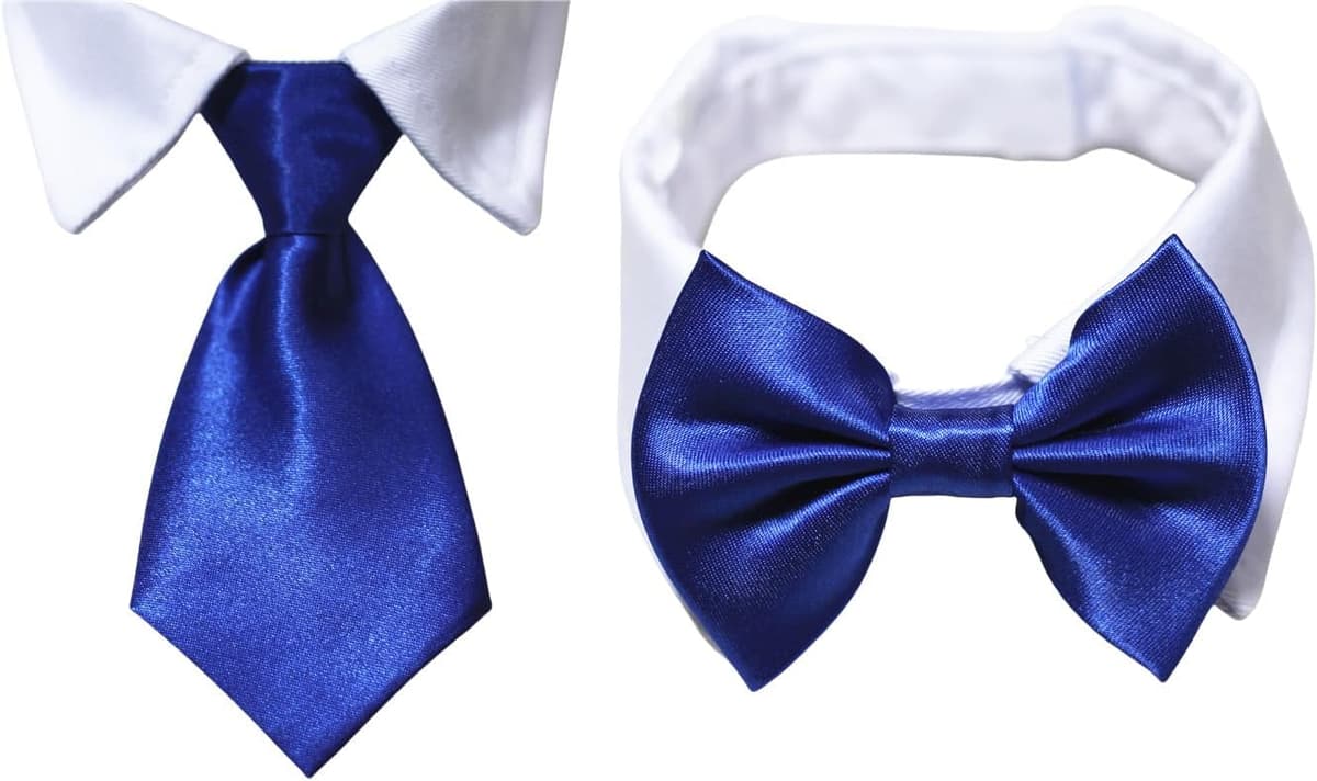 תחפושת לכלב — Dog Necktie &amp; Bow Tie with Tuxedo Cotton Collar for Smal
