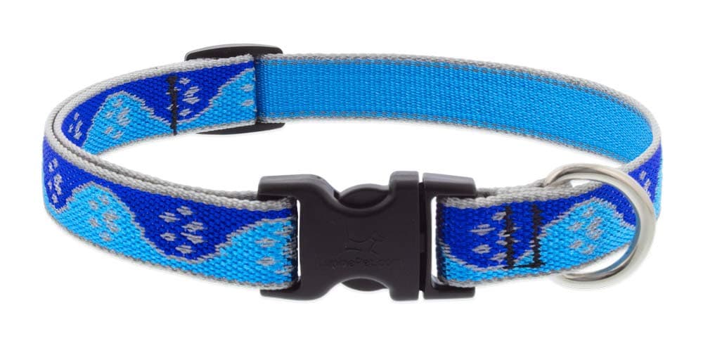 קולר לכלב — Lupine Reflective Small Dog Collar 3/4" Wide Blue Paws Adjusts from 9" to 14"