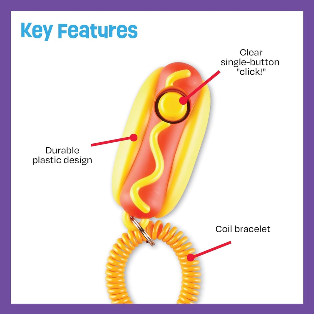 עזר אילוף לכלב — Brightkins Training Clicker: Hot Dog - Dog Training &amp; Behavior Aids, Puppy O