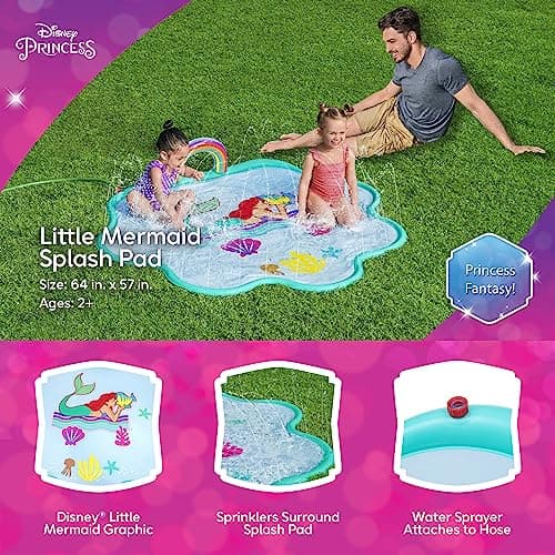 בריכה לכלב — Disney Little Mermaid Splash Pad | Outdoor Sprinkler Water Toy for Children | Ma