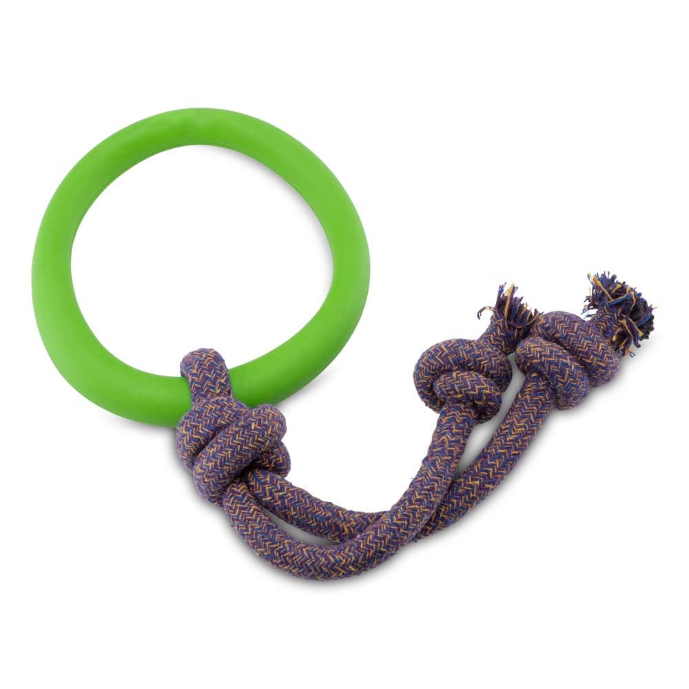 צעצוע חבל/כדור לכלב — Beco Pets Hoop on Rope - Natural Rubber Hoop and Cotton Rope Tug and Chew Toy fo