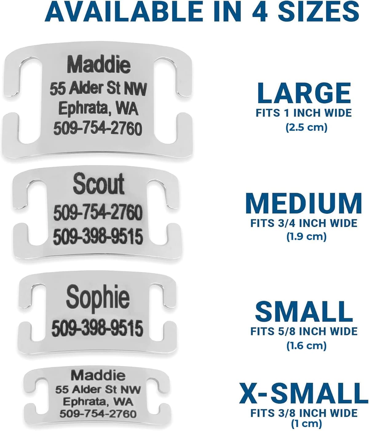 תג שם/זיהוי לכלב — GoTags Slide-On Pet ID Tag, Curved Personalized Dog and Cat,