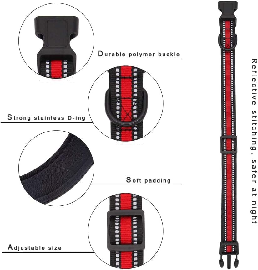 קולר לכלב — BluePaw-2 Colours Premium Nylon Soft &amp; Safe 3M Reflective Pastel Neoprene Pa