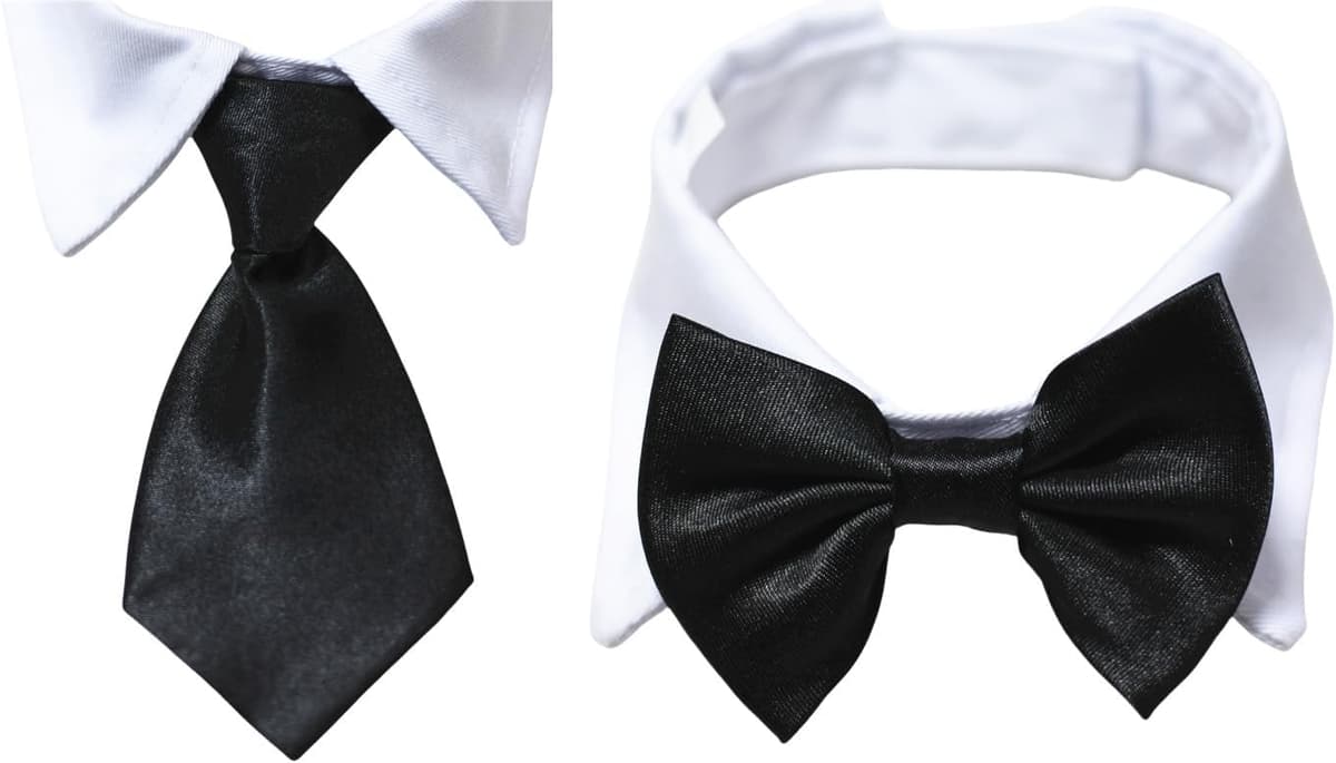 תחפושת לכלב — Dog Necktie &amp; Bow Tie with Tuxedo Cotton Collar for Smal