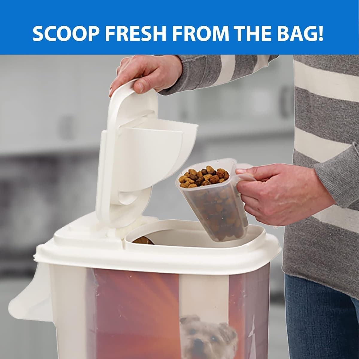 מיכל אחסון מזון לכלב — Buddeez Pet Food Storage Container - 16 LB Capacity Dog Food Storage Container, 