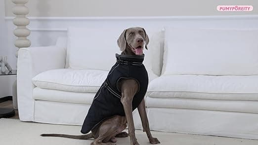 מעיל לכלב — PUMYPOREITY Snow Jacket for Large Dogs Waterproof, Warm Dog Winter Coat with Har