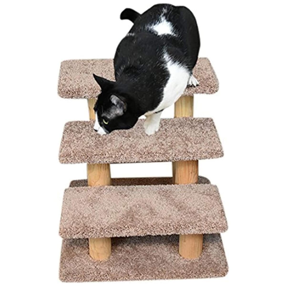 מדרגות לכלב — New Cat Condos 110223-Brown Wood Constructed Large Pet Stairs for Cats and Dogs,