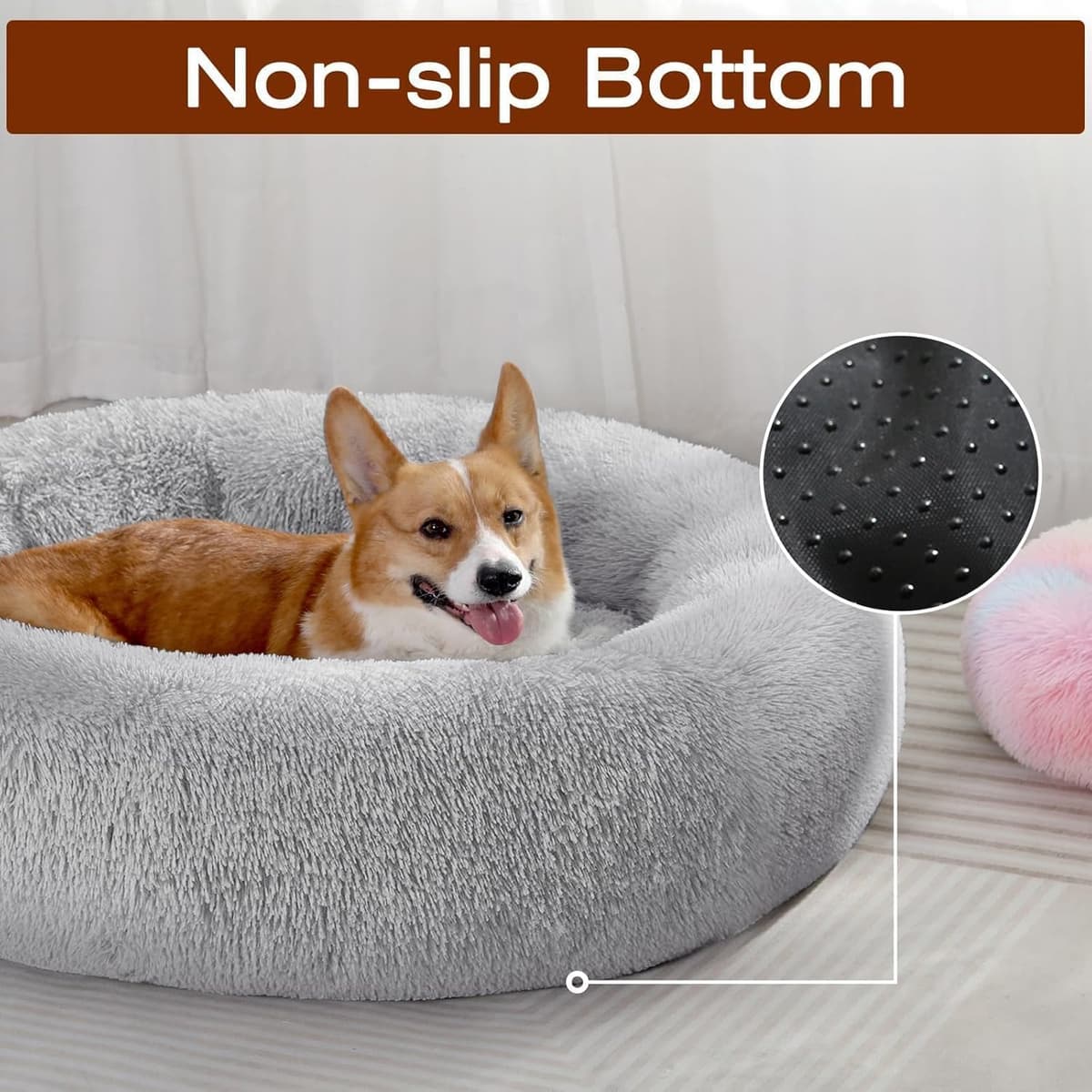 מיטה לכלב קטן — JOLLYVOGUE Dog &amp; Cat Bed, Calming Anti-Anxiety Pet Bed f