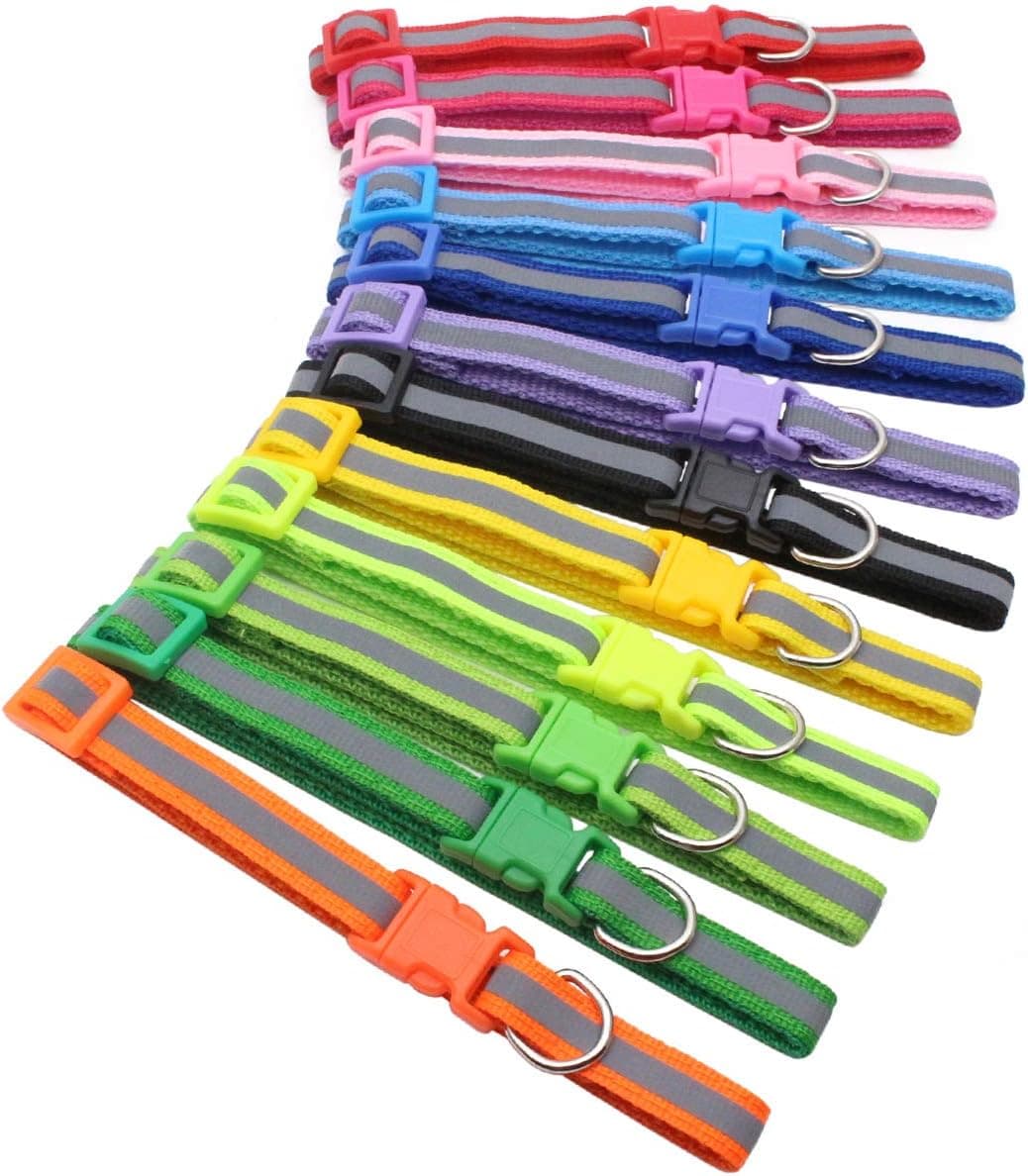 קולר לכלב — YOY 12 pcs/Set Soft Nylon Puppy Whelping ID Collars - Adjustable Reusable Washab