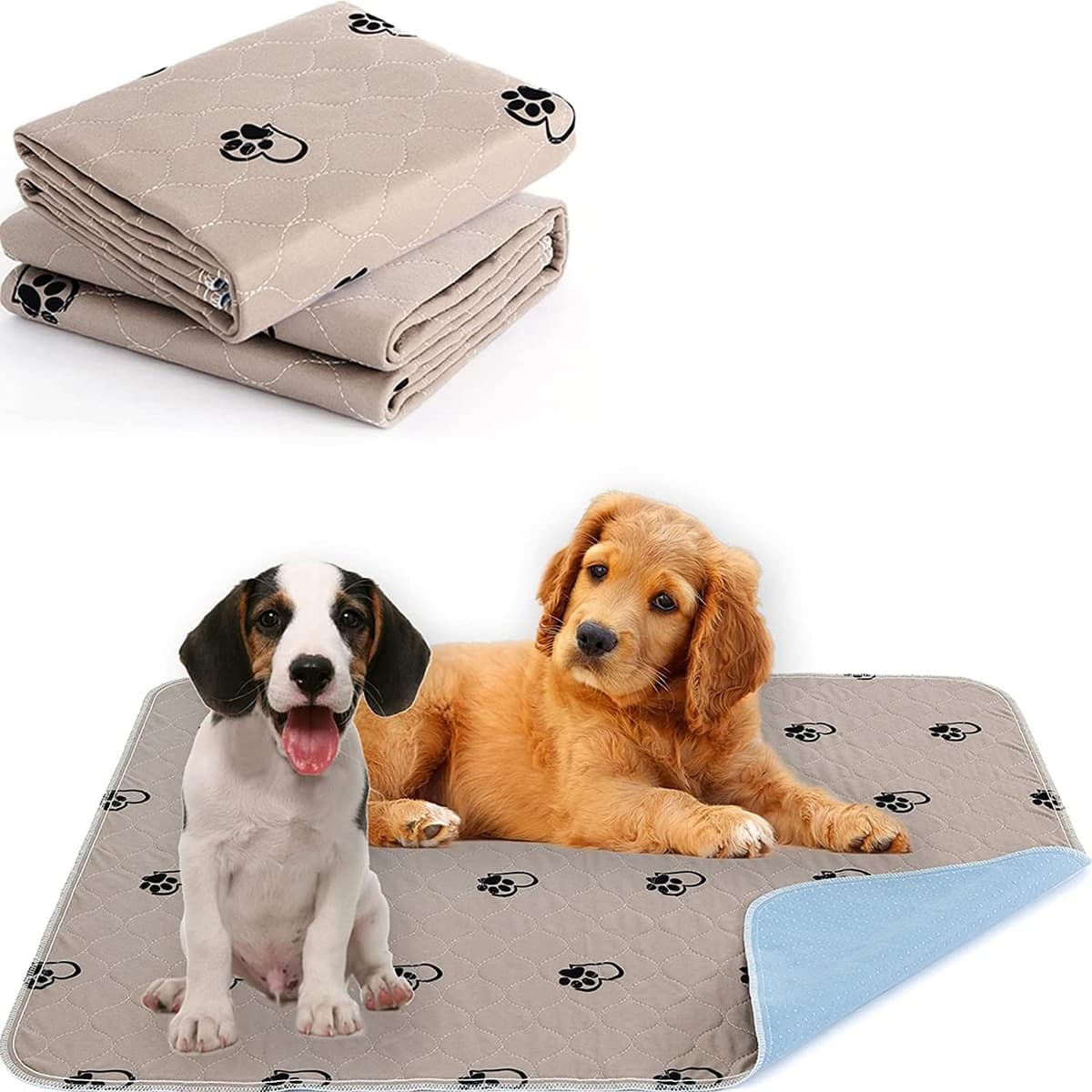 פדים/חיתולים לכלב — Washable Dog Pee Pads with Free Grooming Gloves, Reusable Puppy Pee Pads for Whe