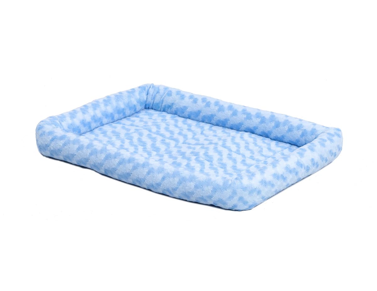 מיטה לכלב קטן — MidWest Homes for Pets QuietTime Fashion XS Dog Bed – Blue Faux Fur Bolster, Ult