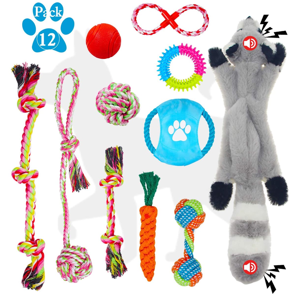 צעצוע חבל/כדור לכלב — Dog Rope Toy for Aggressive Chewers Medium Bleed Small Dogs Indestructible Toys 