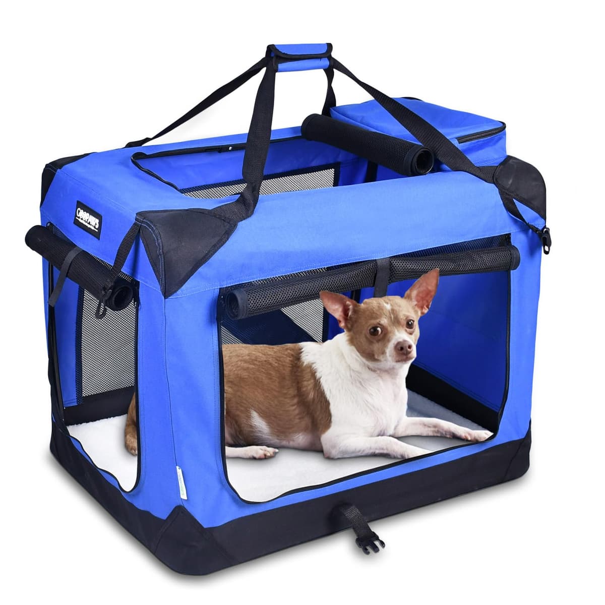 מלונה לכלב — JESPET 30'' Soft Pet Crates Kennel, 3 Door Soft Sided Folding Travel Pet Carrier