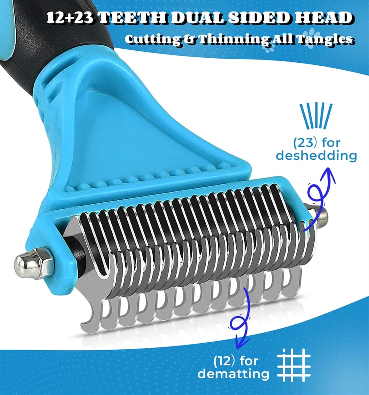 מברשת טיפוח לכלב — Morpilot Dog Grooming Brush, Dog Dematting Comb Tool, Cat Comb - 23+12 Double Si