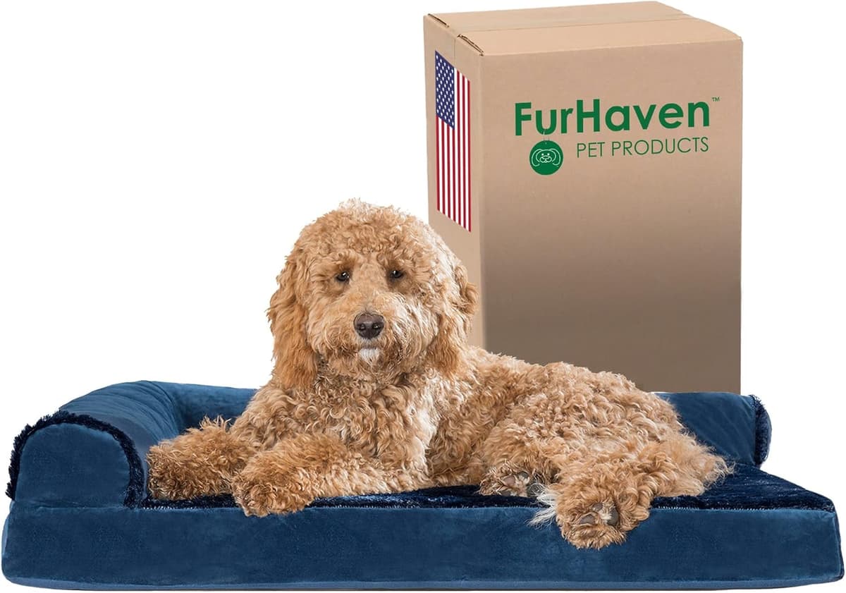 מיטה לכלב גדול — Furhaven Orthopedic Dog Bed for Large/Medium Dogs w/ Removab
