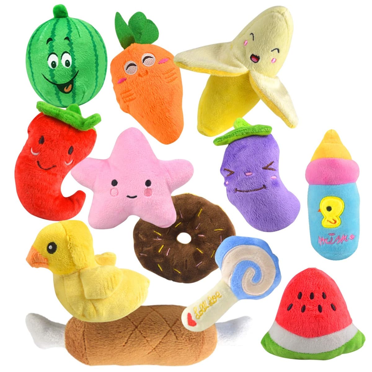צעצוע פלאש לכלב — 12 Squeaky Dog Toys for Small Dogs Plush Dog Squeaky Toys Cute Puppy Pet Dog Toy