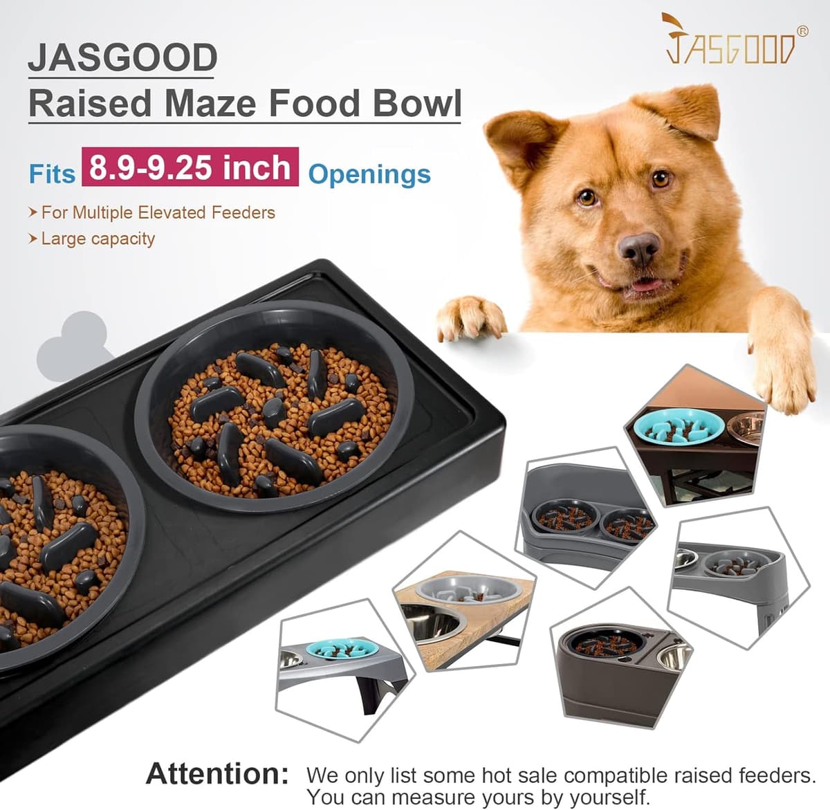 קערת האכלה לכלב — JASGOOD Largr Dog Slow Feeder Bowl - Reduce Slip Puzzle Bowl for Elevated Diners